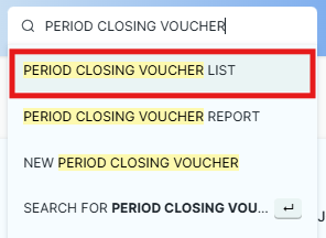 period closing access search bar
